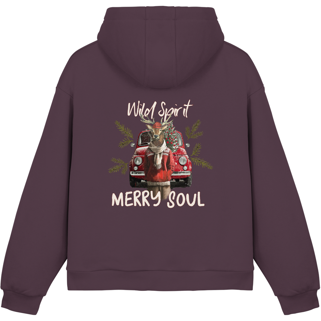 Kalli Red X-Mas Fluffy Hoodie - Fluffy Boxcut Hoodie