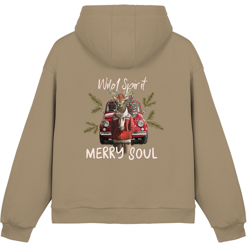 Kalli Red X-Mas Fluffy Hoodie - Fluffy Boxcut Hoodie