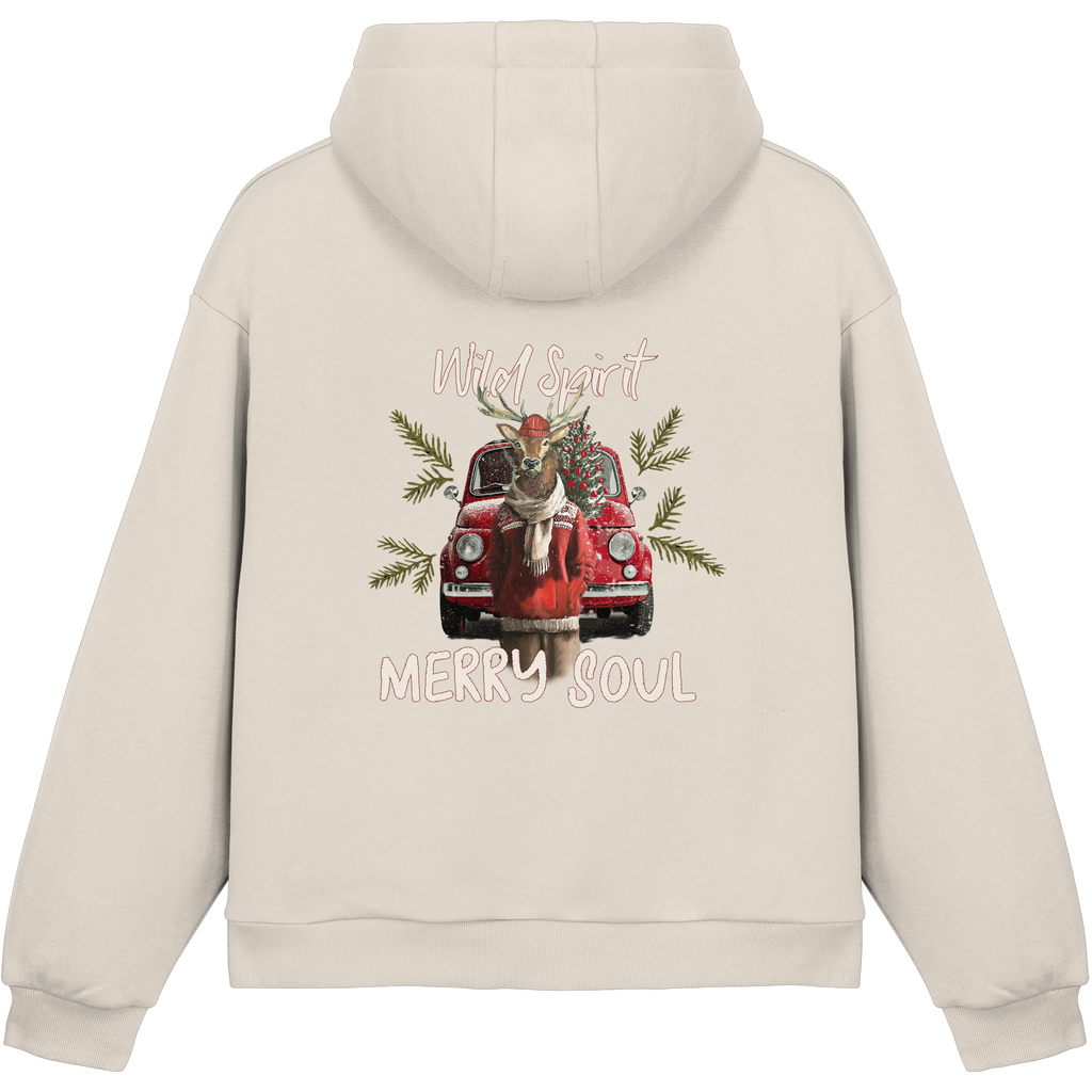 Kalli Red X-Mas Fluffy Hoodie - Fluffy Boxcut Hoodie