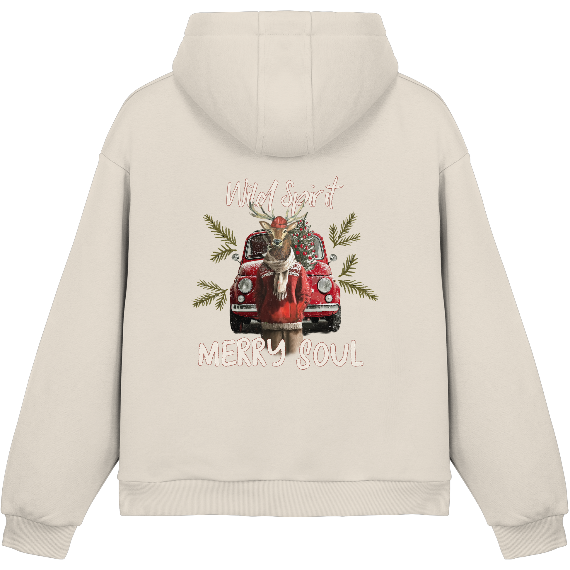 Kalli Red X-Mas Fluffy Hoodie - Fluffy Boxcut Hoodie