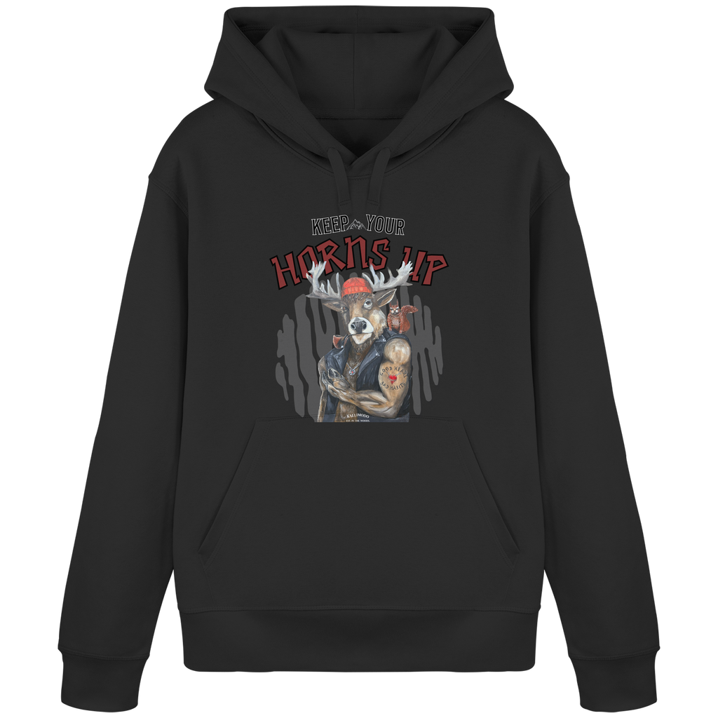 Organic Hoodie Kalli "Keep your Horns up" Frontprint - Organic Basic Hoodie