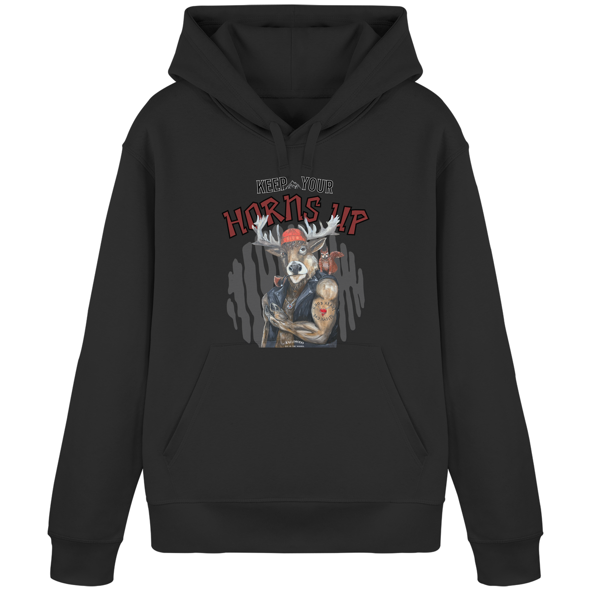 Organic Hoodie Kalli "Keep your Horns up" Frontprint - Organic Basic Hoodie