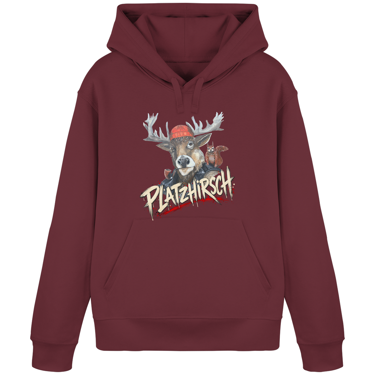 Organic Hoodie Kalli "Platzhirsch" Frontprint - Organic Basic Hoodie
