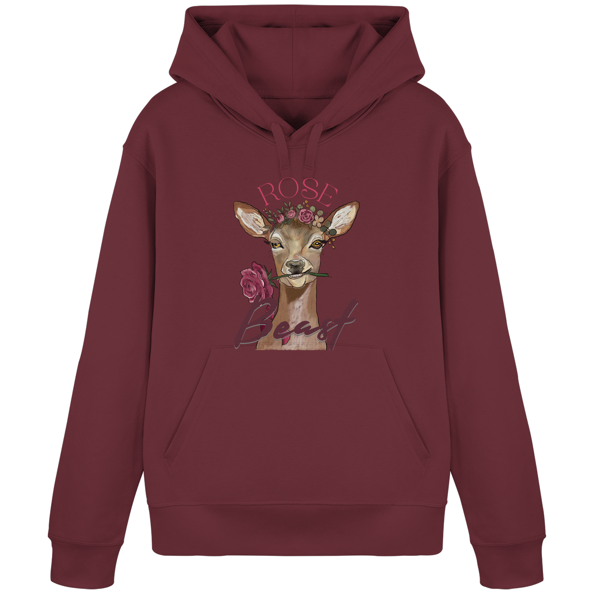 Organic Basic Hoodie Kallis "Rose Beast" Frontprint - Organic Basic Hoodie
