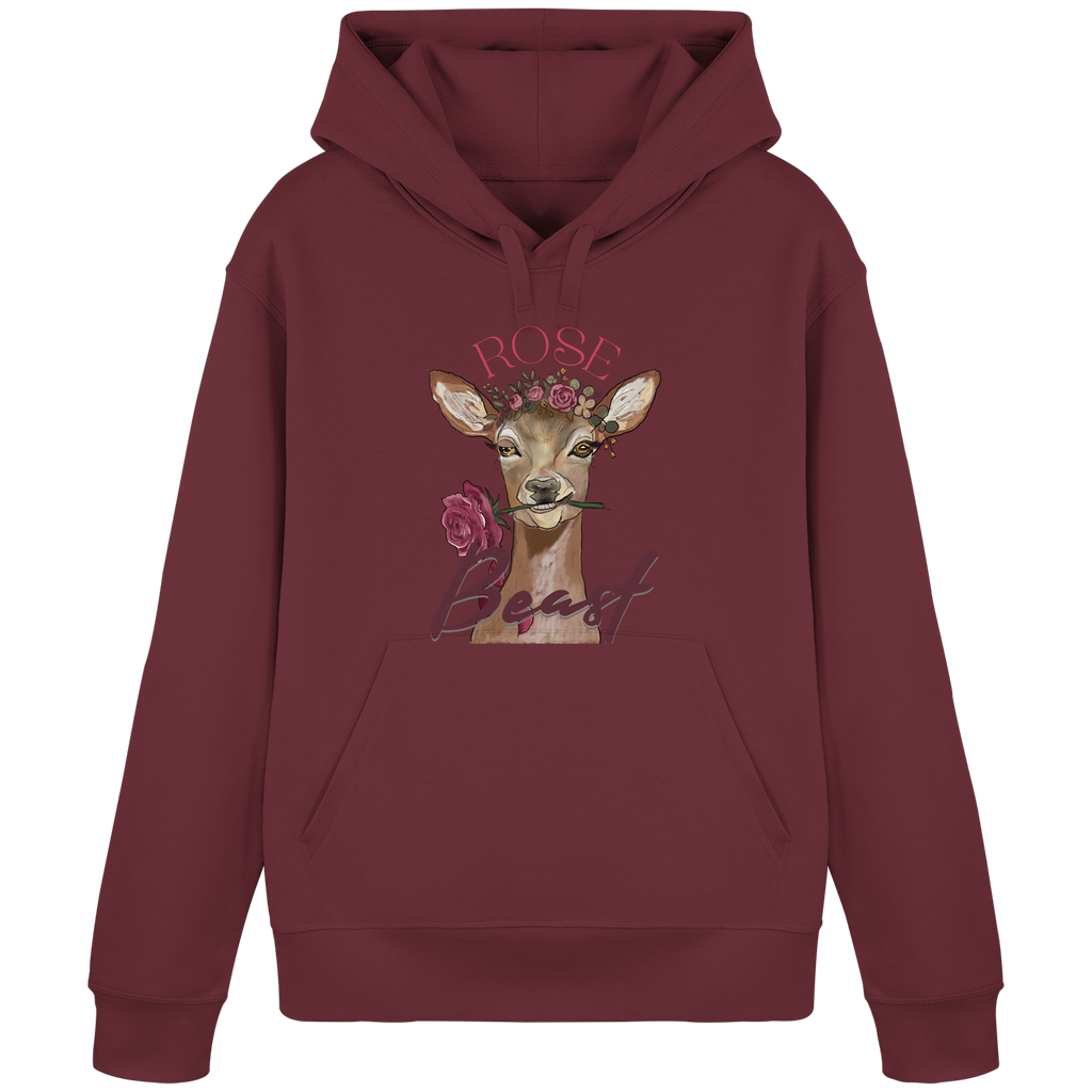 Organic Basic Hoodie Kallis "Rose Beast" (Frontprint) - Organic Basic Hoodie