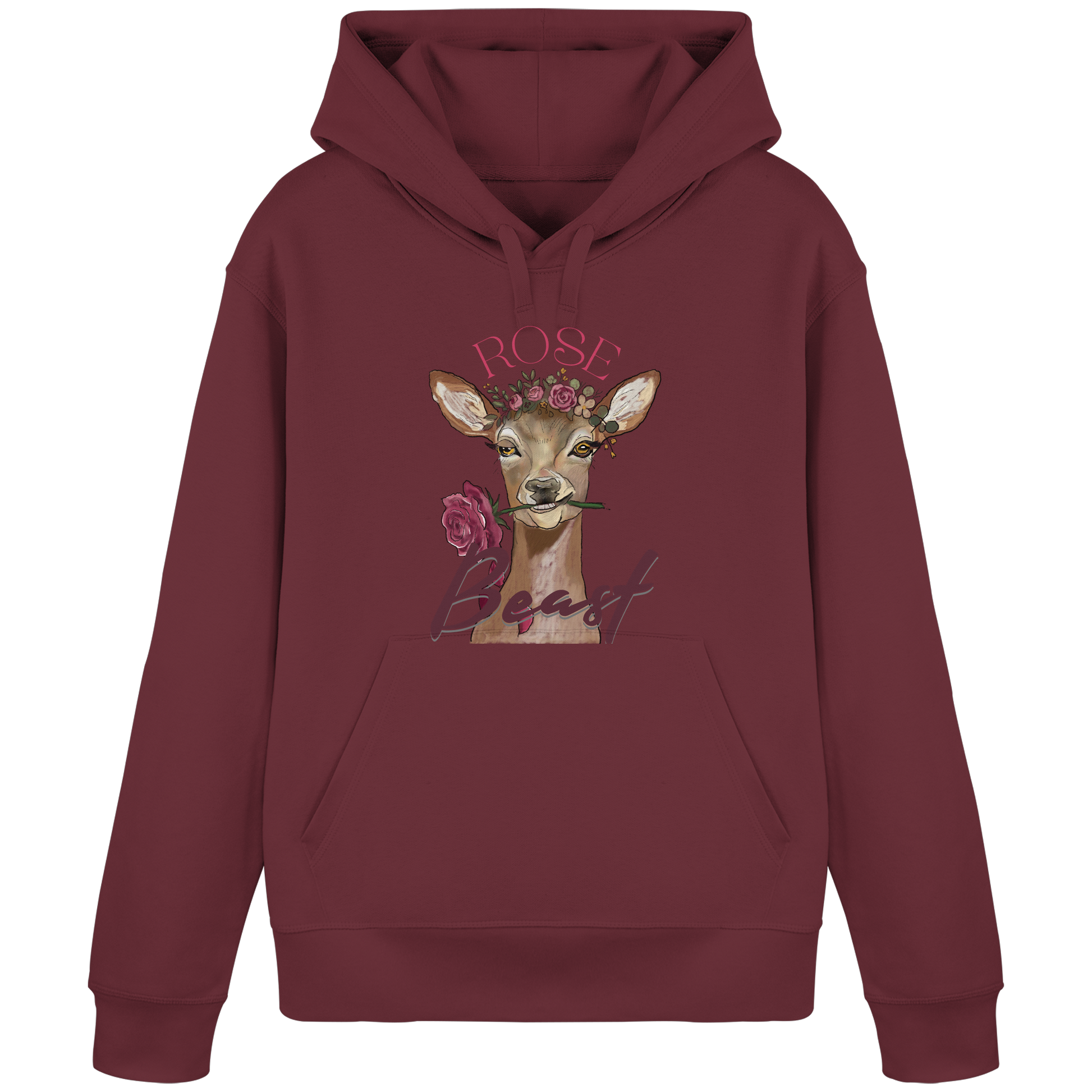 Organic Basic Hoodie Kallis "Rose Beast" (Frontprint) - Organic Basic Hoodie