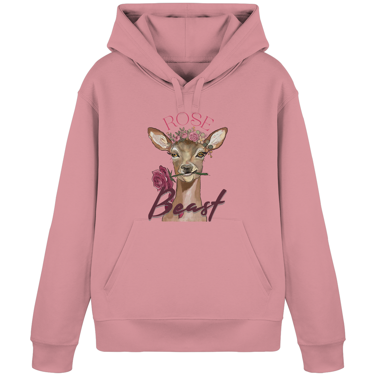Organic Basic Hoodie Kallis "Rose Beast" Frontprint - Organic Basic Hoodie
