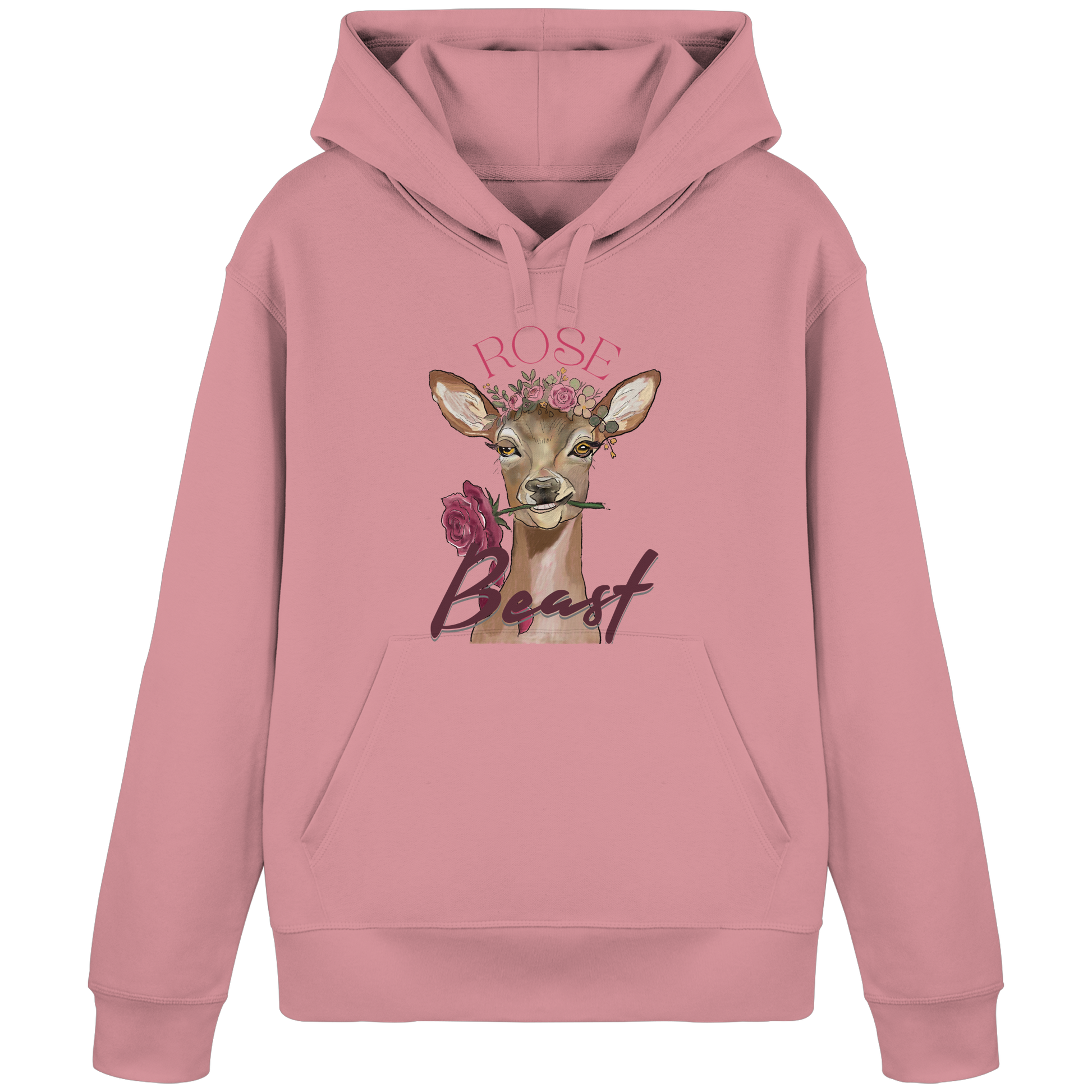 Organic Basic Hoodie Kallis "Rose Beast" (Frontprint) - Organic Basic Hoodie