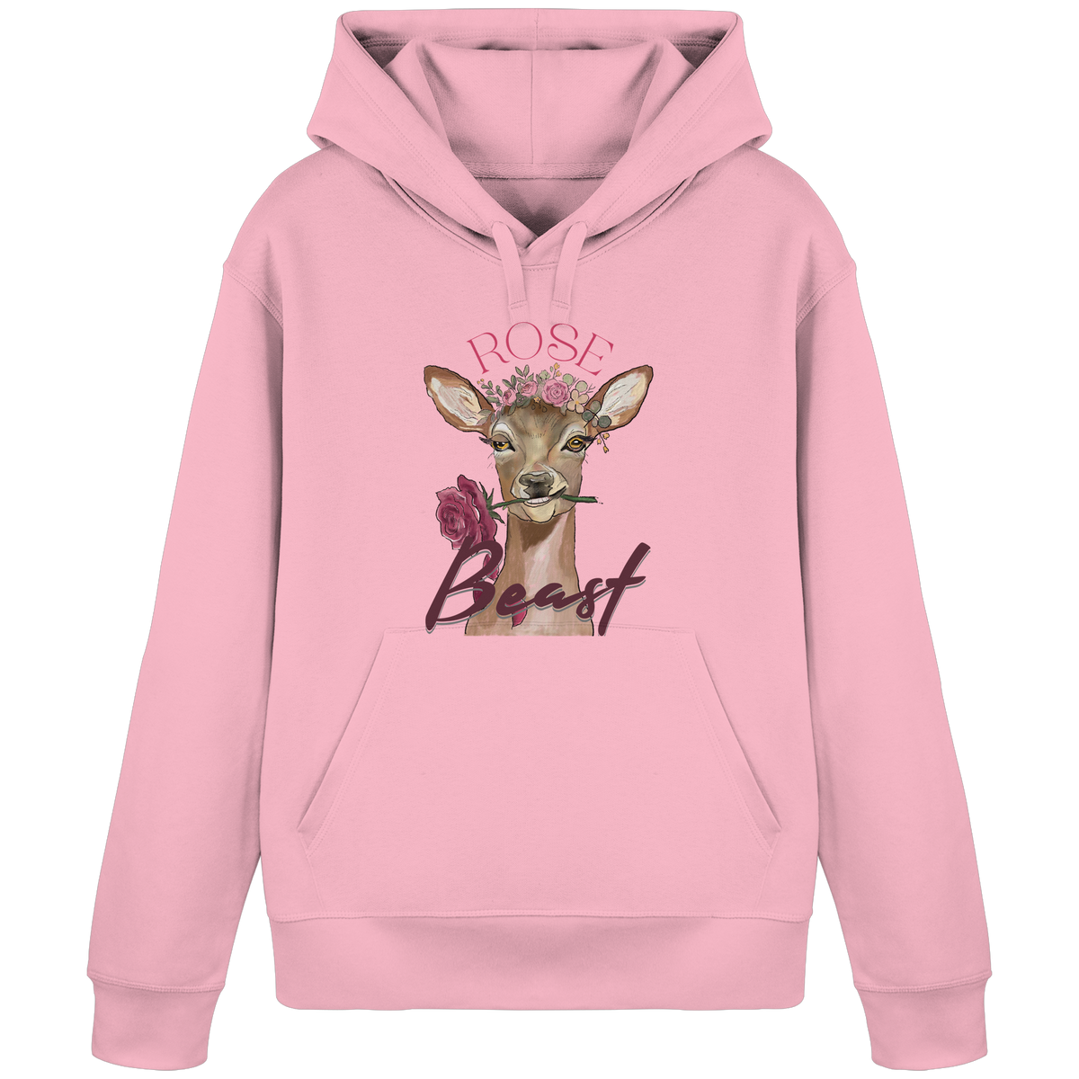 Organic Basic Hoodie Kallis "Rose Beast" Frontprint - Organic Basic Hoodie