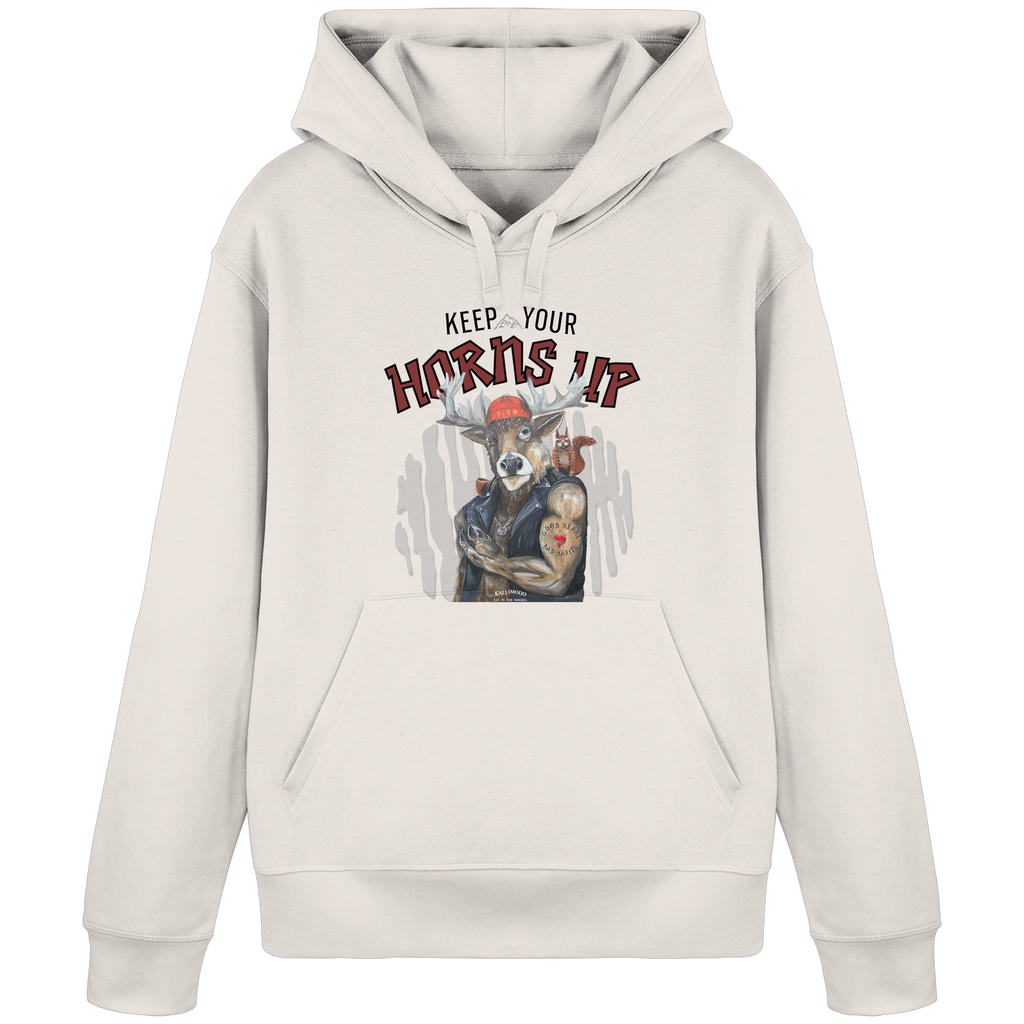 Organic Hoodie Kalli "Keep your Horns up" Frontprint - Organic Basic Hoodie