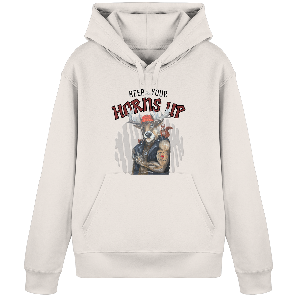 Organic Hoodie Kalli "Keep your Horns up" Frontprint - Organic Basic Hoodie