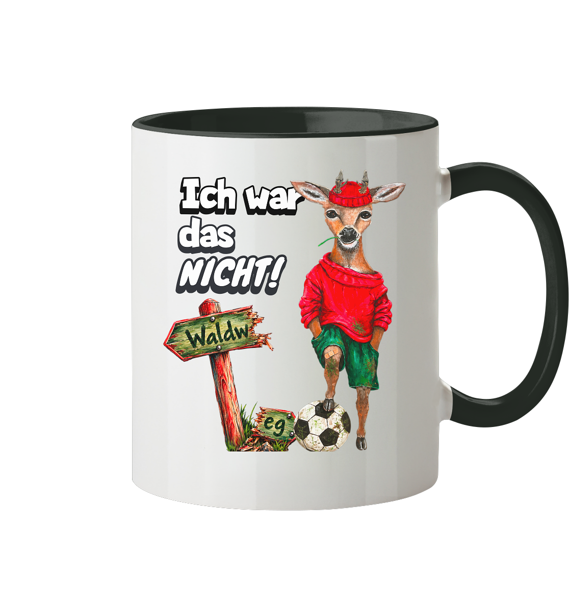 Keramikbecher zweifarbig "Kalli Young" Ich war das nicht! - Tasse zweifarbig