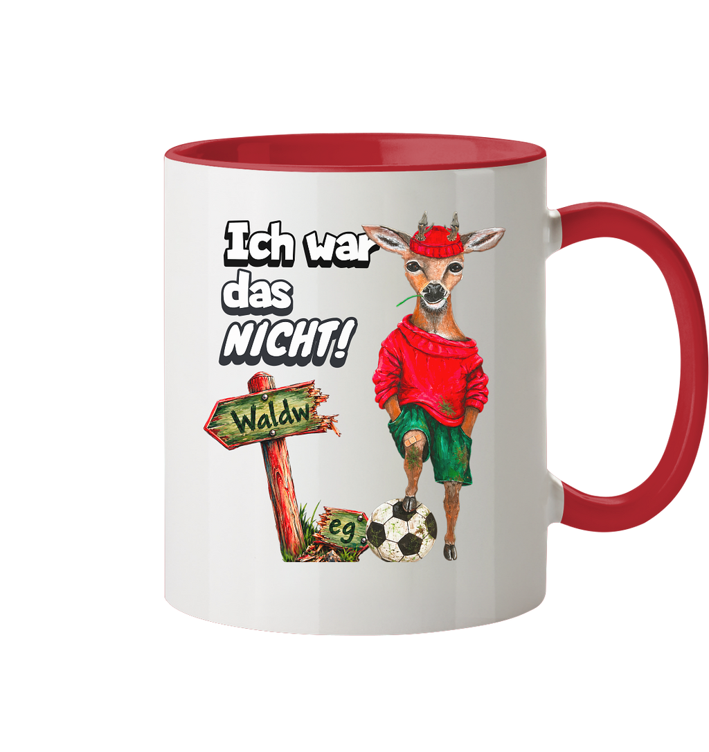 Keramikbecher zweifarbig "Kalli Young" Ich war das nicht! - Tasse zweifarbig