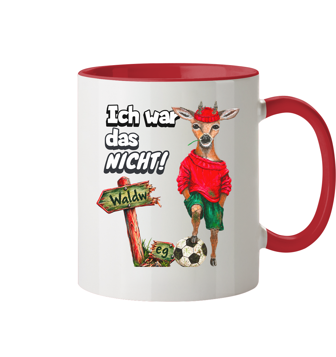 Keramikbecher zweifarbig "Kalli Young" Ich war das nicht! - Tasse zweifarbig