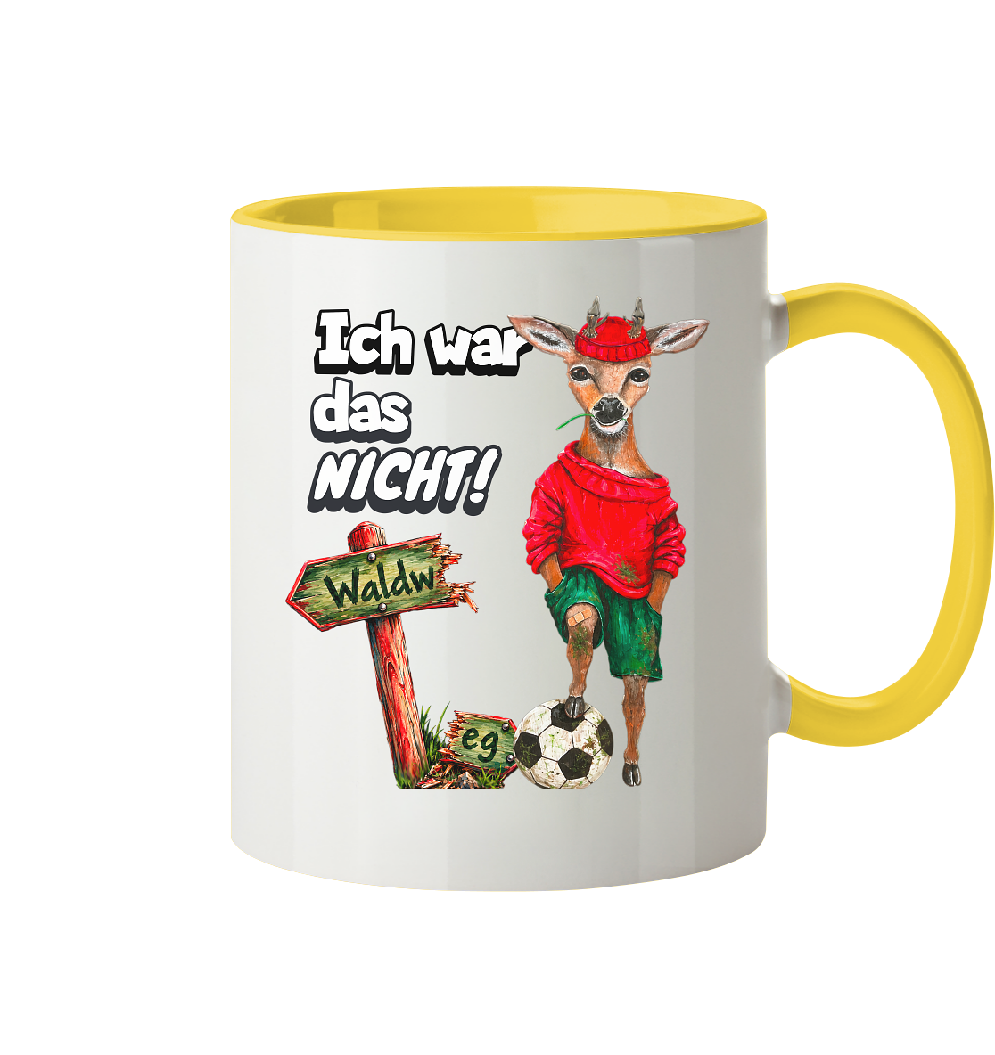 Keramikbecher zweifarbig "Kalli Young" Ich war das nicht! - Tasse zweifarbig